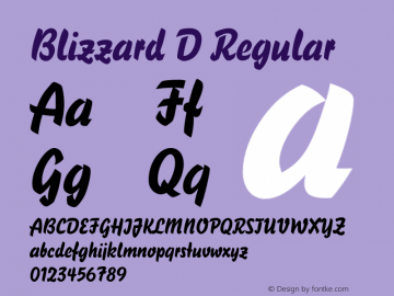 BlizzardD Version 1.000;PS 1.00;hotconv 1.0.57;makeotf.lib2.0.21895 Font Sample