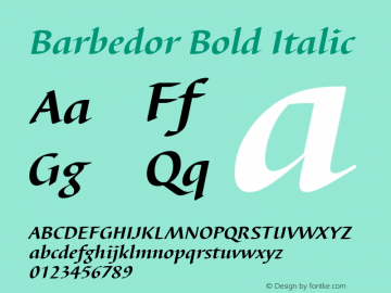 Barbedor Bold Italic Version 1.00图片样张