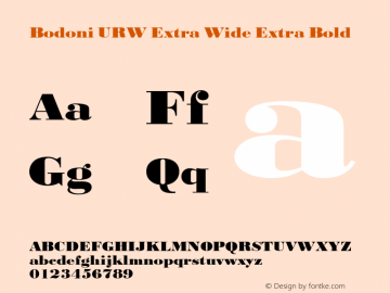 BodoniURWExtWid-ExtBol Version 1.000;PS 1.00;hotconv 1.0.57;makeotf.lib2.0.21895 Font Sample