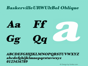 BaskervilleURWUltBol Oblique Version 1.00图片样张