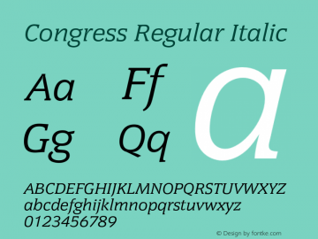 Congress-RegIta Version 1.000;PS 1.00;hotconv 1.0.57;makeotf.lib2.0.21895 Font Sample