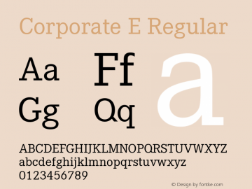 Corporate E Version 1.00 Font Sample