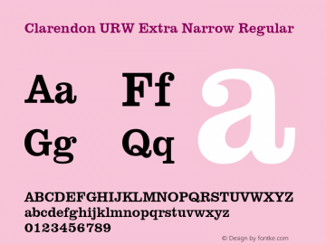 ClarendonURWExtNar-Reg Version 1.000;PS 1.00;hotconv 1.0.57;makeotf.lib2.0.21895 Font Sample