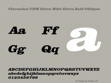 ClarendonURWExtWid-ExtBolObl Version 1.000;PS 1.00;hotconv 1.0.57;makeotf.lib2.0.21895 Font Sample