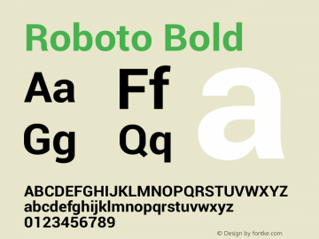 Roboto Bold Version 1.00000; 1.00(Kor540_95%); Build 20130308 for 4.2 Font Sample
