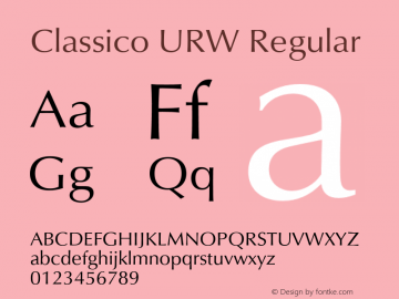ClassicoURW-Reg Version 1.000;PS 1.00;hotconv 1.0.57;makeotf.lib2.0.21895 Font Sample