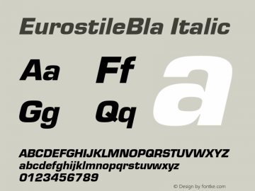 EurostileBla Italic Version 1.00 Font Sample