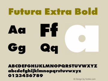 Futura-ExtBol Version 1.000;PS 1.00;hotconv 1.0.57;makeotf.lib2.0.21895 Font Sample