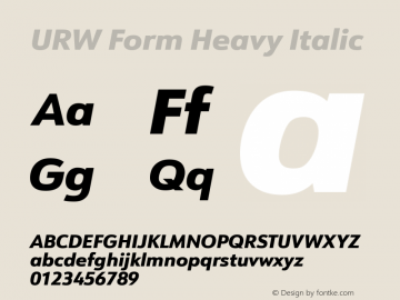URW Form Heavy Italic Version 1.00图片样张