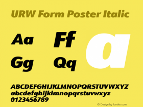 URW Form Poster Italic Version 1.00 Font Sample