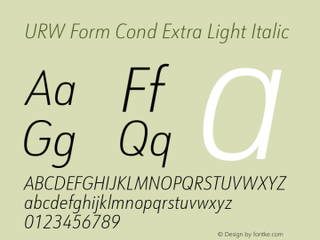 URW Form Cond Extra Light Italic Version 1.00图片样张