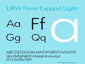 URWFormExpand-Light Version 1.000;PS 1.00;hotconv 1.0.57;makeotf.lib2.0.21895 Font Sample