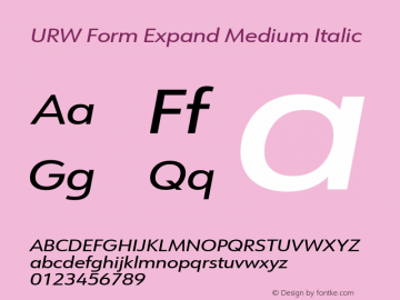 URW Form Expand Medium Italic Version 1.00 Font Sample