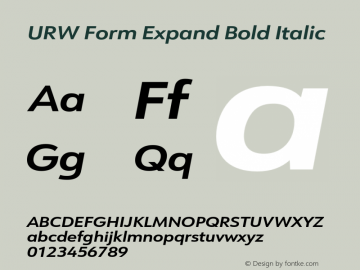 URWFormExpand-BoldItalic Version 1.000;PS 1.00;hotconv 1.0.57;makeotf.lib2.0.21895 Font Sample