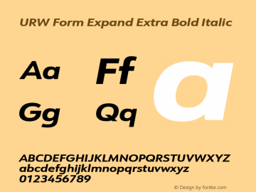URW Form Expand Extra Bold Italic Version 1.00 Font Sample