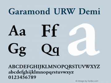 GaramondURW-Dem Version 1.000;PS 1.00;hotconv 1.0.57;makeotf.lib2.0.21895 Font Sample