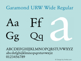 GaramondURWWid-Reg Version 1.000;PS 1.00;hotconv 1.0.57;makeotf.lib2.0.21895 Font Sample