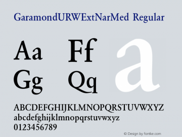 GaramondURWExtNarMed Version 1.00图片样张