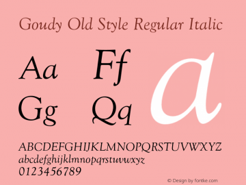 GoudyOldSty-RegIta Version 1.000;PS 1.00;hotconv 1.0.57;makeotf.lib2.0.21895 Font Sample