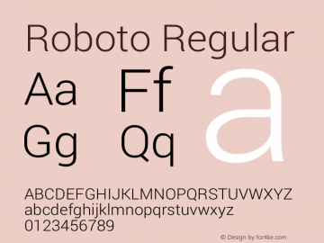 Roboto Regular Version 1.100005; 2012; Build 20130308 for 4.2 Font Sample