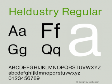 Heldustry-Reg Version 1.000;PS 1.00;hotconv 1.0.57;makeotf.lib2.0.21895 Font Sample