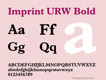ImprintURW-Bol Version 1.000;PS 1.00;hotconv 1.0.57;makeotf.lib2.0.21895 Font Sample