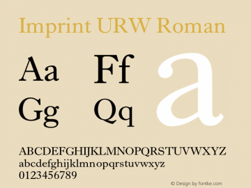ImprintURW-Rom Version 1.000;PS 1.00;hotconv 1.0.57;makeotf.lib2.0.21895 Font Sample
