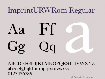 ImprintURWRom Version 1.00 Font Sample