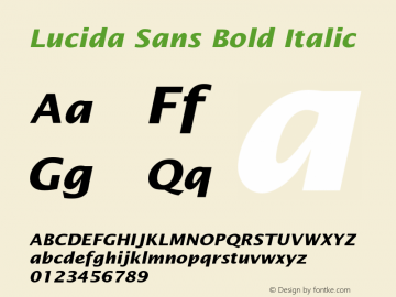 LucidaSan-BolIta Version 1.000;PS 1.00;hotconv 1.0.57;makeotf.lib2.0.21895 Font Sample