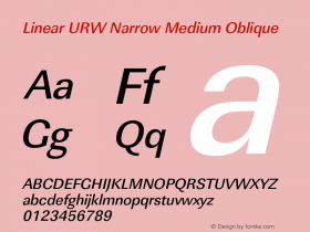 LinearURWNar-MedObl Version 1.000;PS 1.00;hotconv 1.0.57;makeotf.lib2.0.21895 Font Sample