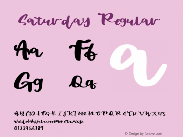 Saturday Version 1.000 Font Sample