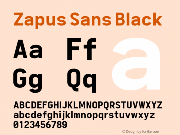 Zapus Sans Black Version 1.00;November 16, 2019;FontCreator 12.0.0.2547 64-bit; ttfautohint (v1.6) Font Sample