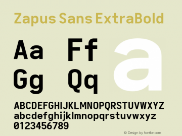 Zapus Sans ExtraBold Version 1.00;November 16, 2019;FontCreator 12.0.0.2547 64-bit; ttfautohint (v1.6) Font Sample