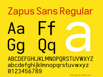 Zapus Sans Version 1.00;November 16, 2019;FontCreator 12.0.0.2547 64-bit; ttfautohint (v1.6) Font Sample