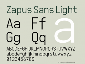 Zapus Sans Light Version 1.00;November 16, 2019;FontCreator 12.0.0.2547 64-bit; ttfautohint (v1.6)图片样张