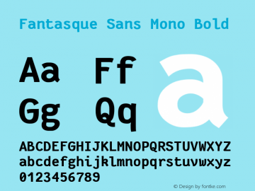 Fantasque Sans Mono Bold Version 1.8.0 ; ttfautohint (v1.8.2)图片样张