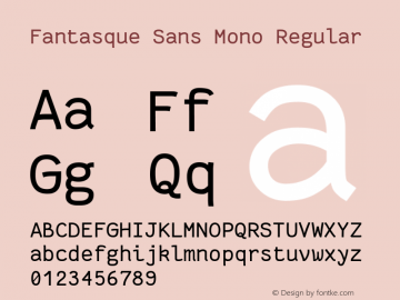 Fantasque Sans Mono Regular Version 1.8.0 ; ttfautohint (v1.8.2)图片样张