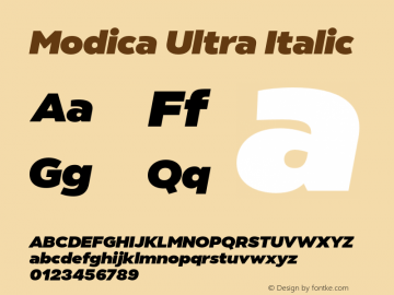 Modica Ultra Italic Version 1.000;hotconv 1.0.109;makeotfexe 2.5.65596 Font Sample