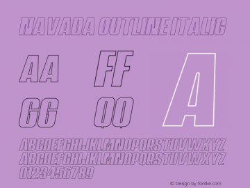 Navada Outline Italic Version 1.00;November 12, 2019;FontCreator 12.0.0.2535 64-bit Font Sample