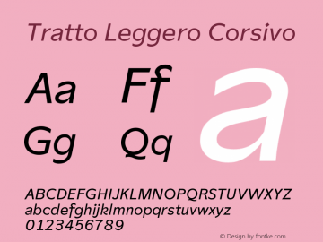 Tratto Leggero Corsivo Version 2.005;PS 002.005;hotconv 1.0.88;makeotf.lib2.5.64775 Font Sample