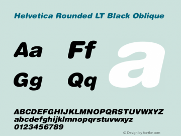 Helvetica Rounded LT Black Oblique Version 6.1; 2002图片样张