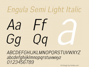 Engula-SemiLightItalic Version 1.000 Font Sample