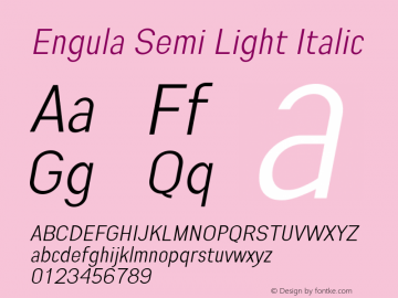Engula Semi Light Italic Version 1.000 Font Sample