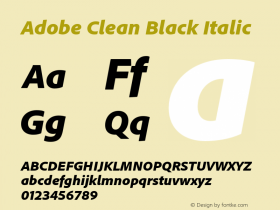 AdobeClean-BlackIt Version 5.215;PS 2.000;hotconv 1.0.73;makeotf.lib2.5.5900 Font Sample