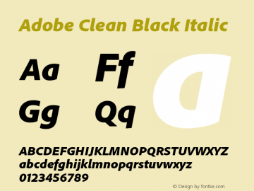 AdobeClean-BlackIt Version 5.215;PS 2.000;hotconv 1.0.73;makeotf.lib2.5.5900 Font Sample