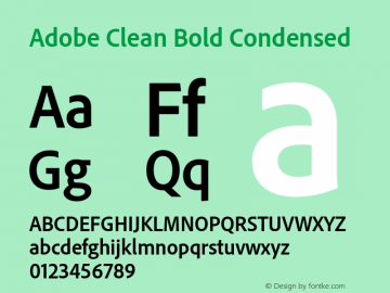 AdobeClean-BoldCond Version 5.215;PS 2.000;hotconv 1.0.73;makeotf.lib2.5.5900 Font Sample