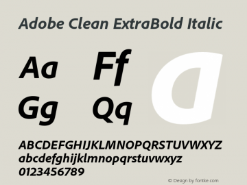 AdobeClean-ExtraBoldIt Version 5.215;PS 2.000;hotconv 1.0.73;makeotf.lib2.5.5900 Font Sample