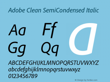 AdobeClean-SemiCnIt Version 5.215;PS 2.000;hotconv 1.0.73;makeotf.lib2.5.5900 Font Sample