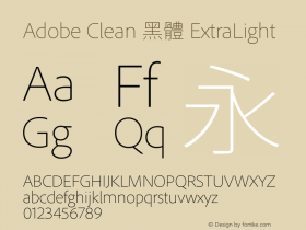 Adobe Clean 黑體 ExtraLight 图片样张