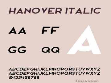 Hanover Italic Version 1.000;PS 001.000;hotconv 1.0.88;makeotf.lib2.5.64775 Font Sample